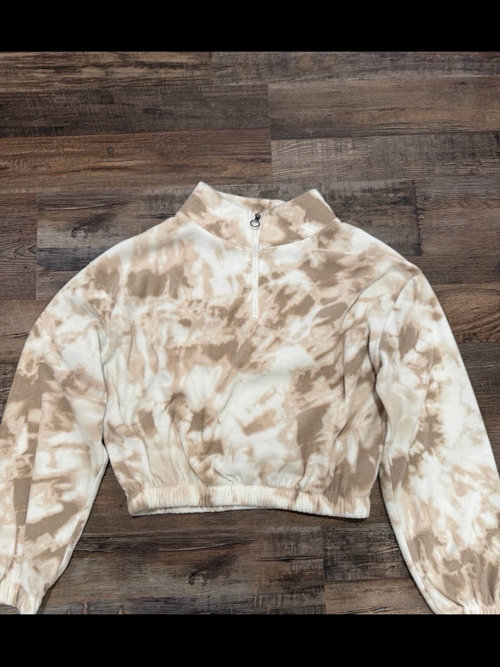 SO Beige & Cream Tie-Dye Quarter-Zip Sweatshirt
